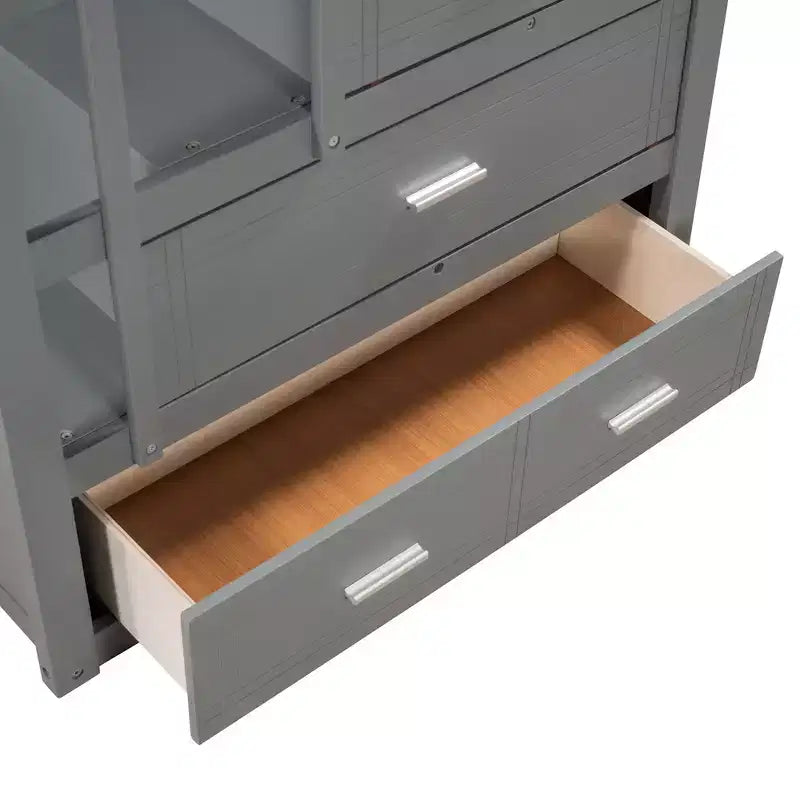 Letto a castello in legno Twin Over Twin con 4 cassetti, letto estraibile e scaletta