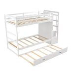 Letto a castello in legno Twin Over Twin con 4 cassetti, letto estraibile e scaletta