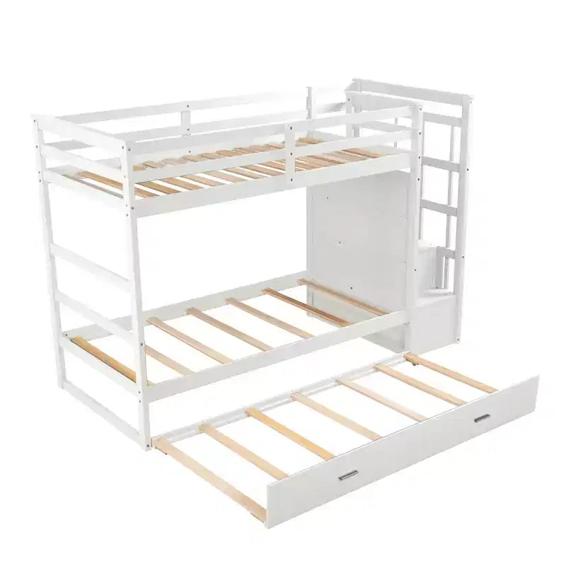 Letto a castello in legno Twin Over Twin con 4 cassetti, letto estraibile e scaletta