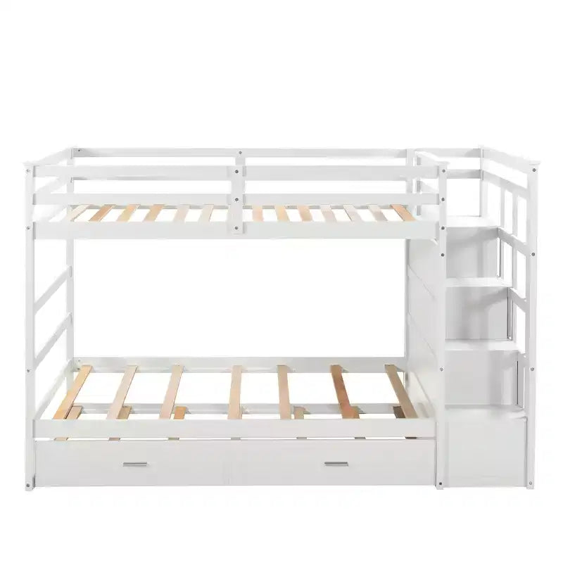 Letto a castello in legno Twin Over Twin con 4 cassetti, letto estraibile e scaletta