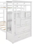 Letto a castello in legno Twin Over Twin con 4 cassetti, letto estraibile e scaletta