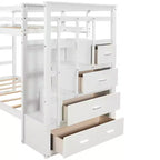 Letto a castello in legno Twin Over Twin con 4 cassetti, letto estraibile e scaletta