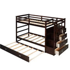 Letto a castello in legno Twin Over Twin con 4 cassetti, letto estraibile e scaletta