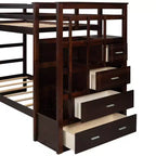 Letto a castello in legno Twin Over Twin con 4 cassetti, letto estraibile e scaletta