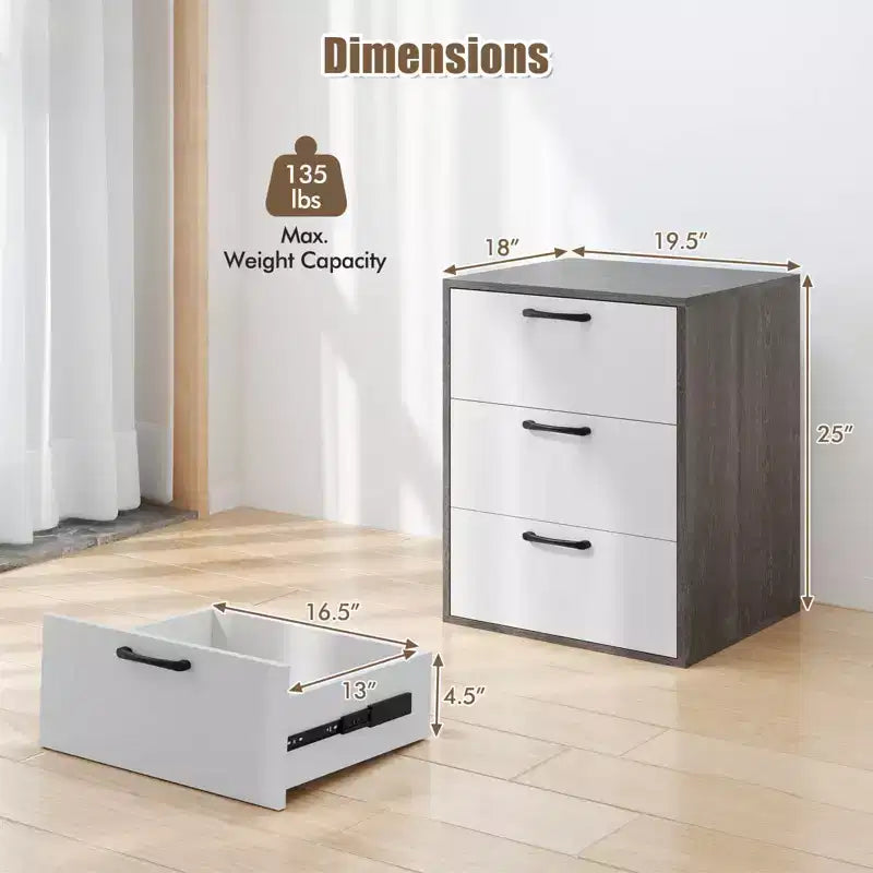 Cassettiera a 3 cassetti Mobiletto organizer con ampio spazio di archiviazione
