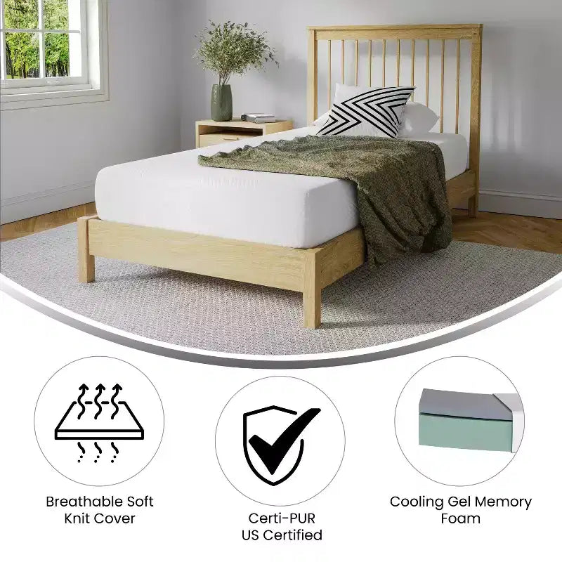 Materasso in memory foam certificato CertiPUR-US, infuso con carbone e gel rinfrescante al tè verde