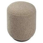 Pouf a base larga in legno e tessuto color latte da 16 pollici